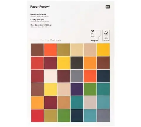 Bloc de papier scrapbooking Uni Rico Design - Couleurs Automnales - Format A4 - 30 feuilles