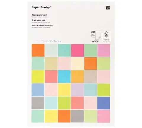 Bloc de papier scrapbooking Uni Rico Design - Couleurs Pastel - Format A4 - 30 feuilles
