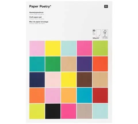 Bloc de papier scrapbooking Uni Rico Design - Multicolore - Format A3 - 20 feuilles