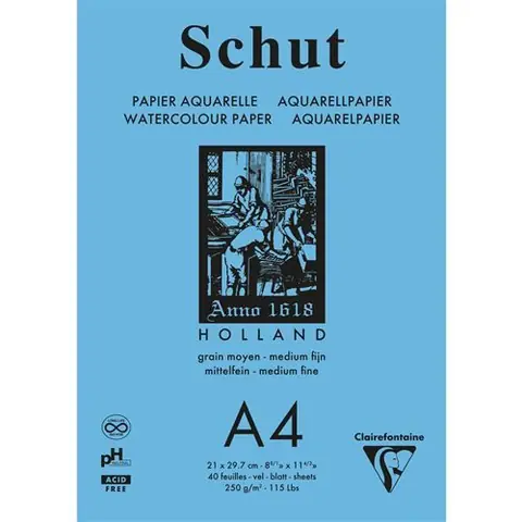 Bloc encollé Clairefontaine Schut A4 40 feuilles Blanc naturel