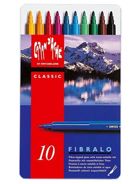 Boîte de 10 feutres Caran d'Ache Fibralo à pointe moyenne aquarellable