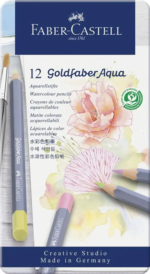 Boîte de 12 crayons de couleur aquarellables Faber Castell Goldfaber Aqua