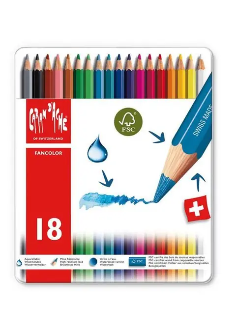 Boîte de 18 crayons de couleur Caran d'Ache Fancolor