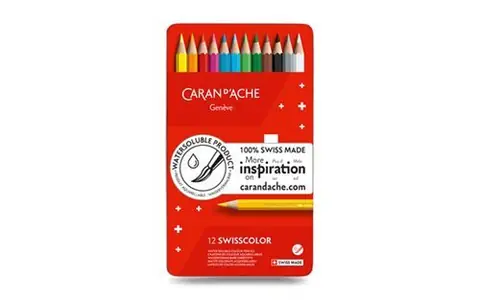 Boîte métal de 12 crayons de couleurs aquarellables Swisscolor - Caran d'Ache