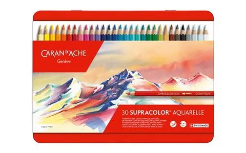 Boîte métal de 30 crayons de couleurs SUPRACOLOR® Soft Aquarelle - Caran d'Ache