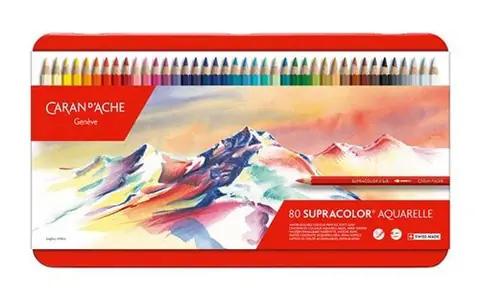Boîte métal de 80 crayons de couleurs SUPRACOLOR® Soft Aquarelle - Caran d'Ache