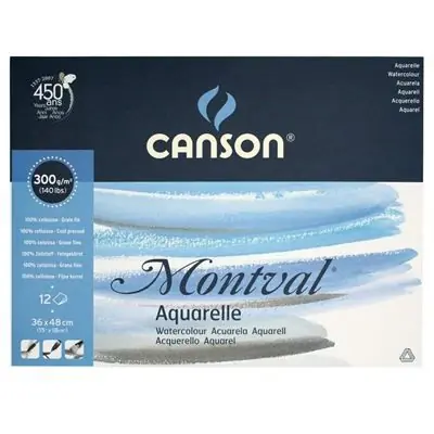 Canson Montval 200807321 Papier aquarelle 36 x 48 cm 12 feuilles Blanc naturel