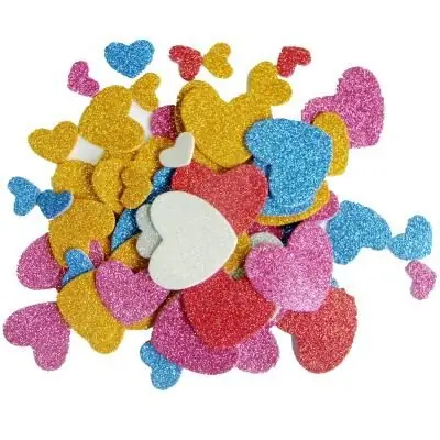 Coeur pailleté adhésif en mousse EVA - 200 pièces - Sodertex