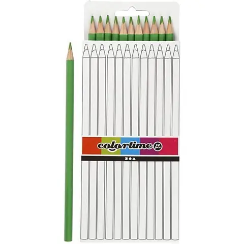 Colortime crayons 3 mm recharge 17 cm vert 12 pièces
