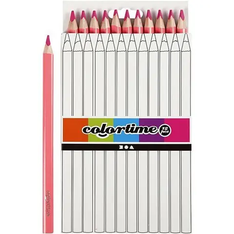 Colortime crayons de cire Jumbo5 mm remplissage rose 12 pièces