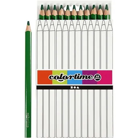 Colortime crayons de cire Jumbo5 mm remplissage vert foncé 12 pièces