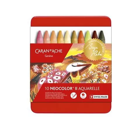 Crayons cires Caran d'Ache Boîte de 10 Pastels Neocolor® II Tons chauds Édition Limitée Beya Rebaï