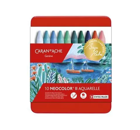 Crayons cires Caran d'Ache Boîte de 10 Pastels Neocolor® II Tons froids Edition Limitée Beya Rebaï