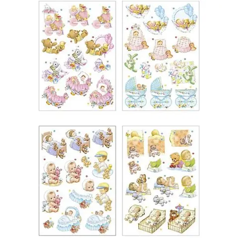 Creotime Feuilles 3D bébés 21x30 cm 4 pièces