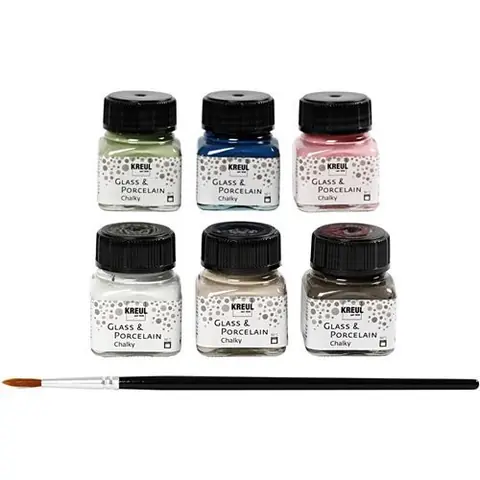 Creotime peinture 6 pièces 20 ml verre & porcelaine craie multicolore