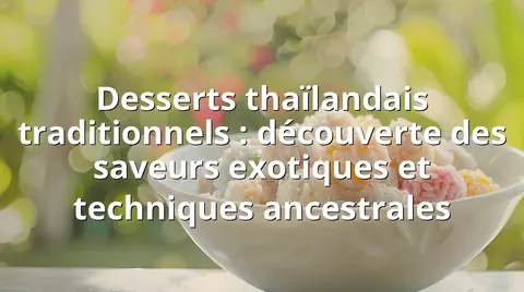 Desserts thaïlandais traditionnels : découverte des saveurs exotiques et techniques ancestrales