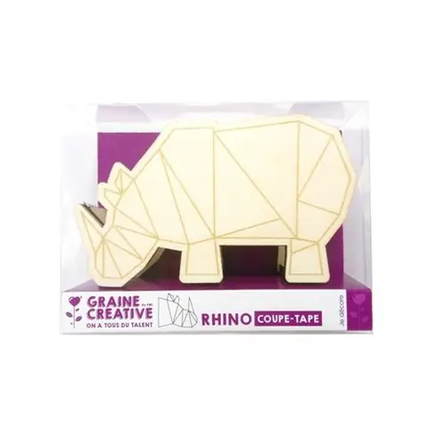 Dévidoir à rouleau adhésif Rhinocéros en bois 11 cm - Graine Créative