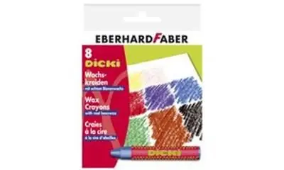 EBERHARD FABER - Craies à la cire "DICKI" , enroulées dans du papier, rondes, à la cire d'abeilles, résistantes à l'eau, avec grattoir en plastique, longueur: 83 m