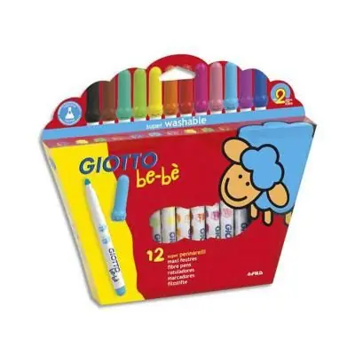 Etui 12 feutres de coloriage BEBE, pointe maxi ogive. Coloris assortis