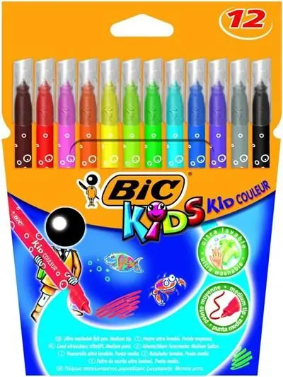 Etui 12 Feutres pointe moyenne Bic Kids Couleur