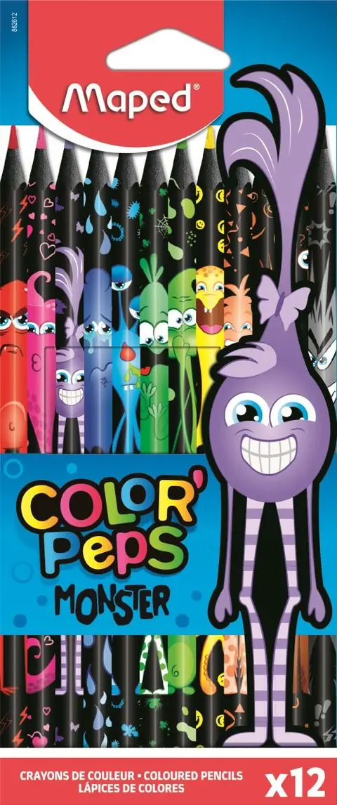 Etui de 12 crayons de couleur Maped Color'Peps Monster
