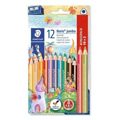 Étuis 10+2 Crayons de couleurs Noris Jumbo