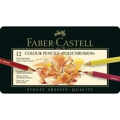 Faber-Castell - Crayons de couleur POLYCHROMOS, étui en métal de 12