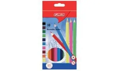 HERLITZ - crayons de couleur Jumbo, hexagonale, étui en cartonde 10, en tilleul, laqués, diamètre de mines: 5 mm, assorti dans les couleurs jaune, orange, rouge,