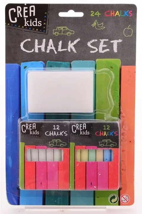 Johntoy Crea Kids crayons de tableau noir avec pinceau 24 pièces