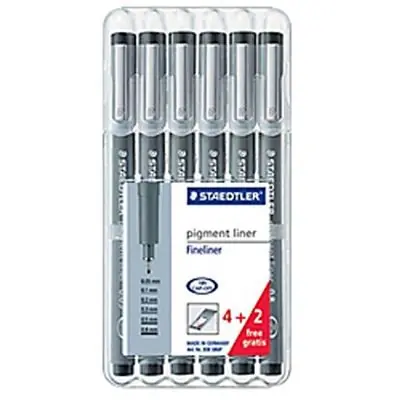 Lot de 10 Stylos feutre pointe calibrée PIGMENT LINER largeur de trait 0,3 mm