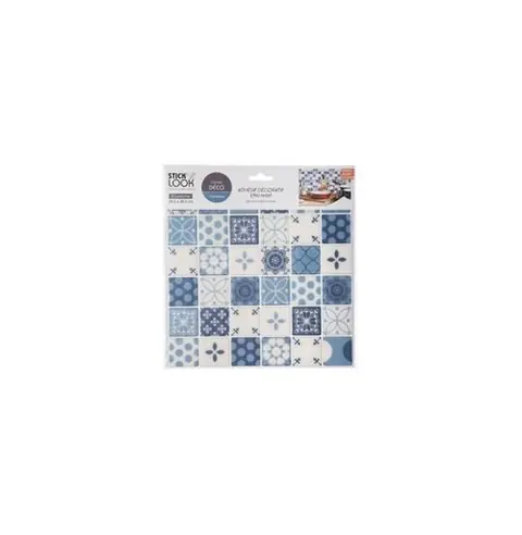 Lot de 2 Stickers Carrelage Carreaux 26x28cm Bleu