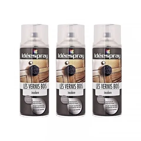 Lot de 3 bombes de peinture vernis incolore brillant bois - Sinto