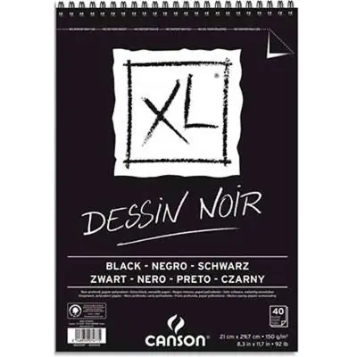 Lot de 4 blocs de 40 feuilles de papier XL DESSIN NOIR 150g A3