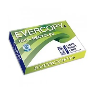 Lot de 5 Ramettes de 500 feuilles A3 80g, papier 100% recyclé blanc Evercopy+ CIE95