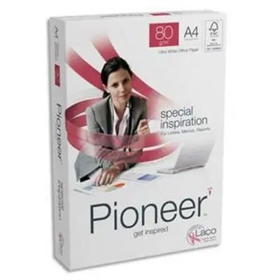 Lot de 5 Ramettes de 500 feuilles A3 80g, papier sans chlore extra blanc Pioneer CIE 172 393236