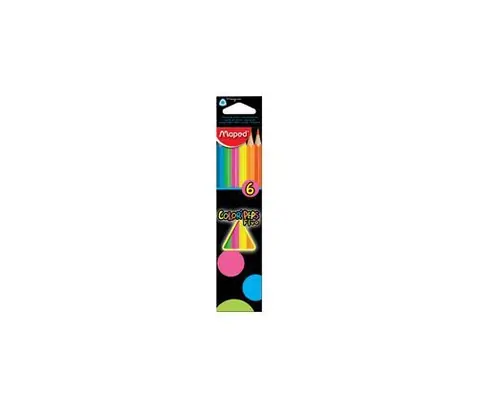 Maped crayons couleur COLOR'PEPS Fluo,étui en carton de 6