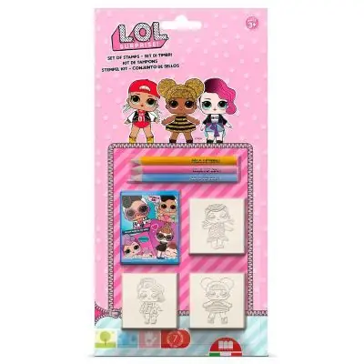 MULTIPRINT - Multiprint 3980 Lot de 3 tampons en Bois de hêtre avec 3 Crayons de Couleur et encreur