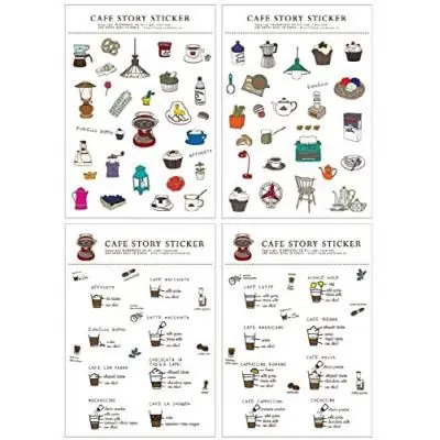 NOVAGO® 4 planches de stickers autocollants PAUSE CAFE pour décorer vos smartphones, tablettes , PC, MacBook , agenda , mug ou autres objets