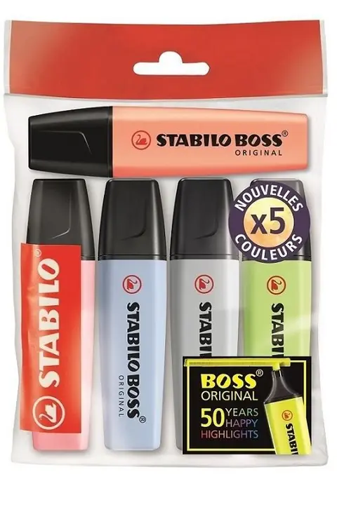 Pack 5 surligneurs Stabilo Pastel Boss Original