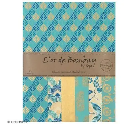 Papier l'Or de Bombay 27,8 x 21,2 cm - Bleu Azur - 6 feuilles