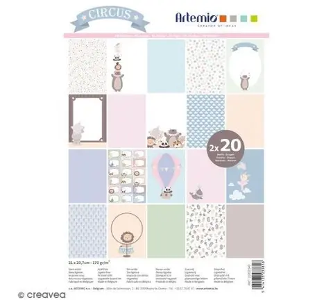 Papier Scrapbooking Artemio 21 x 29,7 cm - Cirque - 40 feuilles