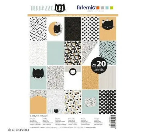 Papier Scrapbooking Artemio 21 x 29,7 cm - Terrazo Chat - 40 feuilles