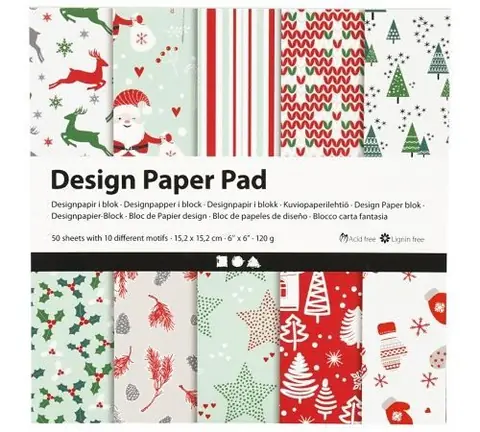 Papier scrapbooking Design - Noël - 15 x 15 cm - 50 feuilles