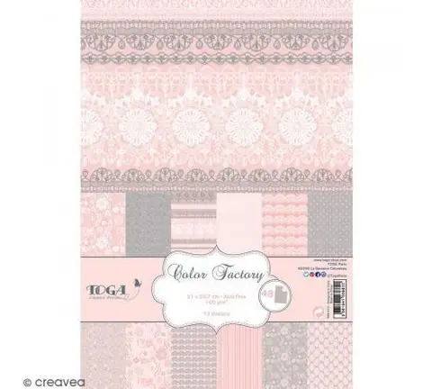 Papier scrapbooking Toga - Color factory - Dentelles - 48 feuilles A4