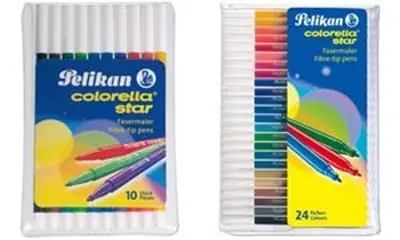PELIKAN - feutres colorella star, rond, étui de 10 largeur de trait: 0,8 mm lavable sur la plupart des textiles (904 821) assortis dans les couleurs: noir, bleu v