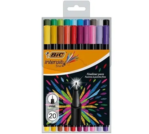 Pochette de 20 feutres à pointes fines Bic Intensity