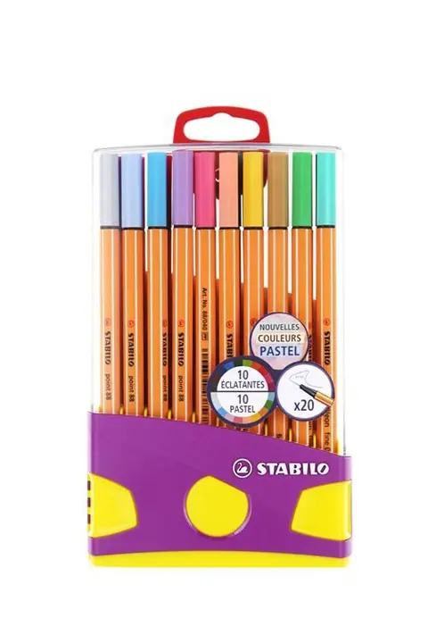Pochette de 20 stylos feutres Stabilo ColorParade Point 88 Pastel