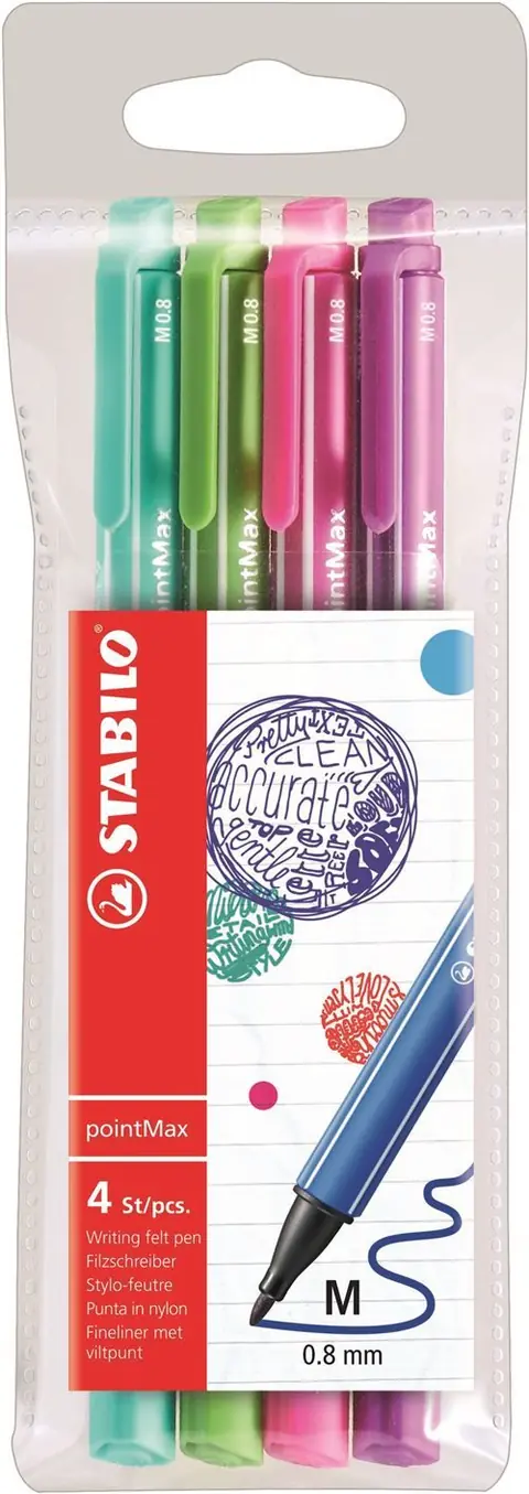 Pochette de 4 stylos feutres Stabilo PointMax Fun