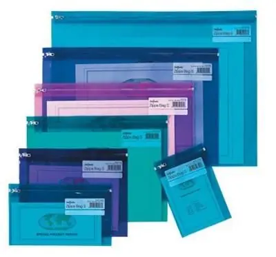 Pochette navette transparente zip format DL 5 coloris électra assortis