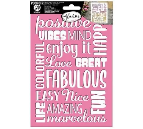 Pochoir 3D en silicone et adhésif repositionnable - Mots - 21 x 14,8 cm